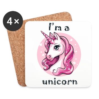 Ich bin ein Einhorn - Untersetzer (4er-Set) - Weiß - Vorne