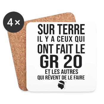 GR20 GR 20 Corse Randonnée - Dessous de verre (lot de 4) - blanc - Devant