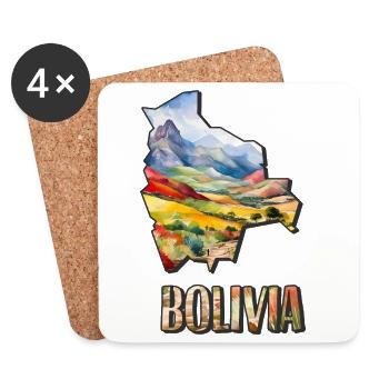 Aquarell Landkarte Bolivien - Untersetzer (4er-Set) - Weiß - Vorne