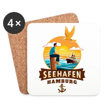 Hamburg Seehafen - Untersetzer (4er-Set) - Weiß - Vorne