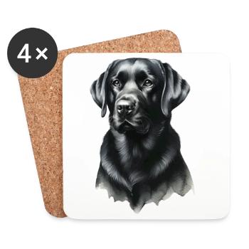 Noble Black Labrador Portrait Labrador - Coasters (set of 4) - white - Front