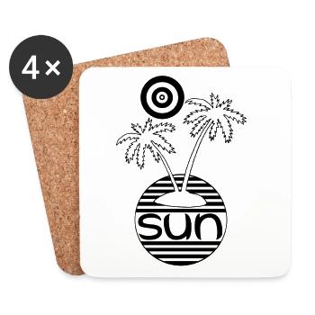 Soleil au paradis (noir) - Dessous de verre (lot de 4) - blanc - Devant