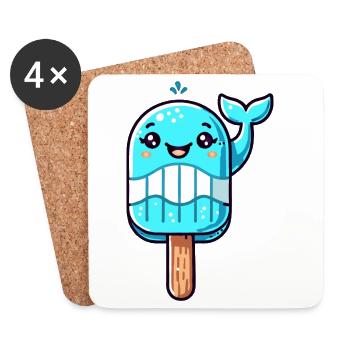 Ein Eis in Form eines lächelnden Walfischs - Untersetzer (4er-Set) - Weiß - Vorne