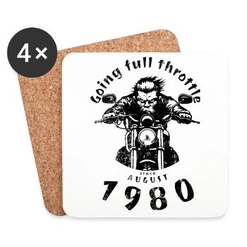44. Geburtstag Tourne à plein régime depuis 08/1980 - Dessous de verre (lot de 4) - blanc - Devant