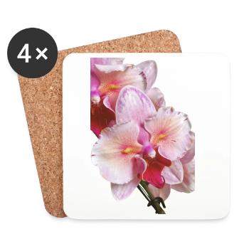 Phalaenopsis Cygne Fard à joues Fleur d’orchidée pélorique - Dessous de verre (lot de 4) - blanc - Devant