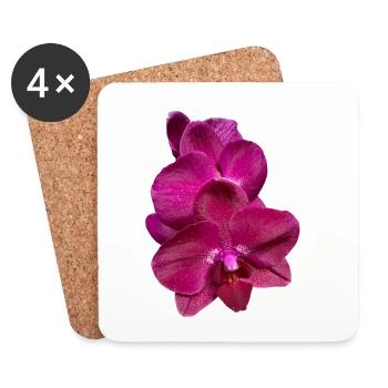 Phalaenopsis Hybrid Pink Purple Orchid Blossom - Coasters (set of 4) - white - Front