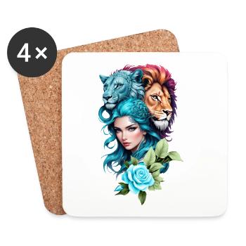 belle tête de femme avec des yeux expressifs - Dessous de verre (lot de 4) - blanc - Devant