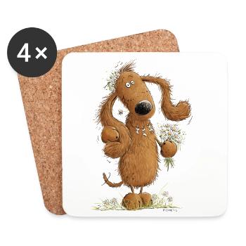 Witziges Dackel Mädchen Dachshund I Teckel I Hund - Untersetzer (4er-Set) - Weiß - Vorne
