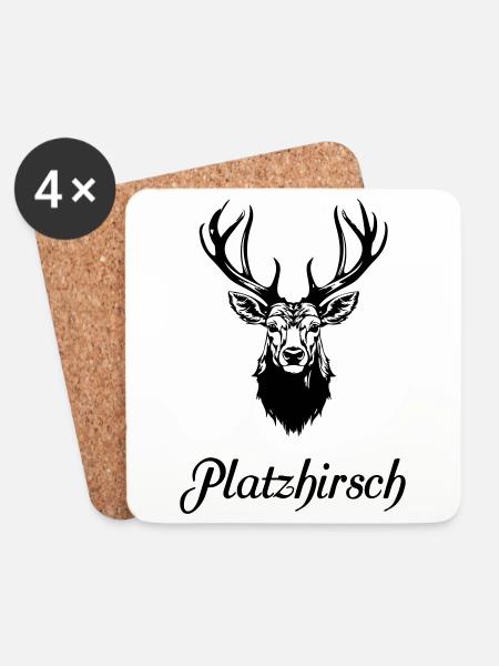 Platzhirsch - Untersetzer (4er-Set) - Weiß