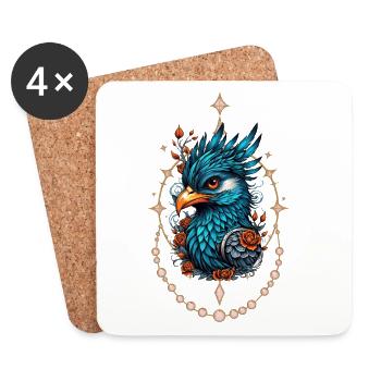 Charmant et majestueux oiseau bleu. - Dessous de verre (lot de 4) - blanc - Devant