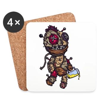 Voodoo-Puppe - Untersetzer (4er-Set) - Weiß - Vorne