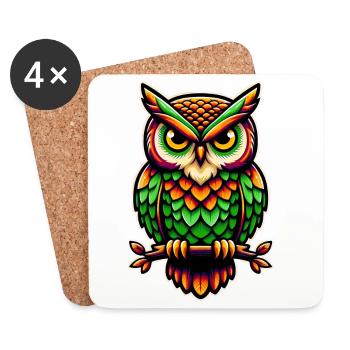 Hibou - Dessous de verre (lot de 4) - blanc - Devant