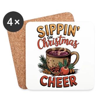 Nippen an Weihnachten Becher Design - Untersetzer (4er-Set) - Weiß - Vorne