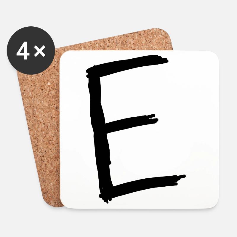 Buchstaben E - Untersetzer (4er-Set) - Weiß