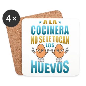 La cuisinière ne touche pas à ses œufs - Dessous de verre (lot de 4) - blanc - Devant