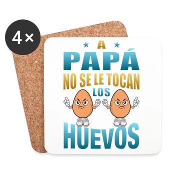 Papa ne touche pas ses couilles - Dessous de verre (lot de 4) - blanc - Devant
