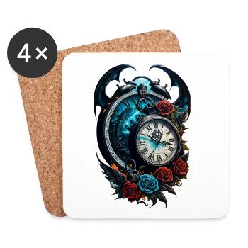 The clock in the fog of infinity. - Coasters (set of 4) - white - Front