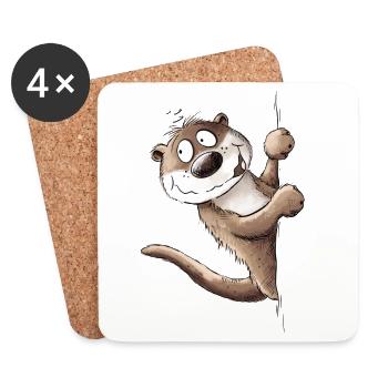 Drolliger Otter Tiermotiv I Seeotter - Untersetzer (4er-Set) - Weiß - Vorne