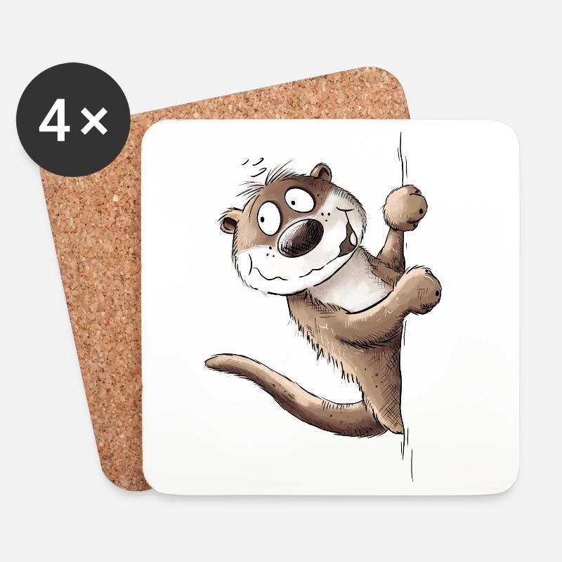 Drolliger Otter Tiermotiv I Seeotter - Untersetzer (4er-Set) - Weiß