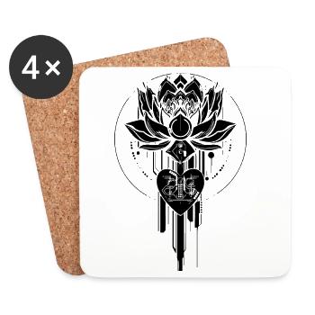 Cyberlotus Noir - Dessous de verre (lot de 4) - blanc - Devant