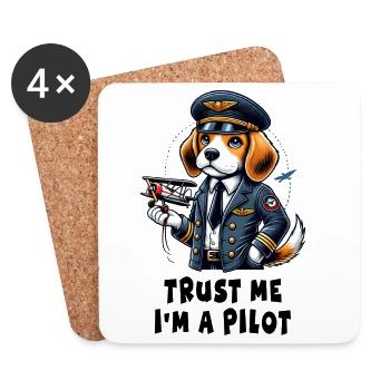 Beagle Pilot - Untersetzer (4er-Set) - Weiß - Vorne
