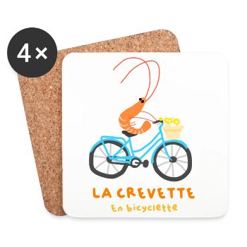 La crevette en bicyclette - Dessous de verre (lot de 4) - blanc - Devant