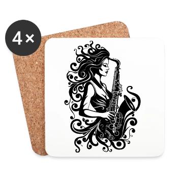Saxophoniste - Dessous de verre (lot de 4) - blanc - Devant