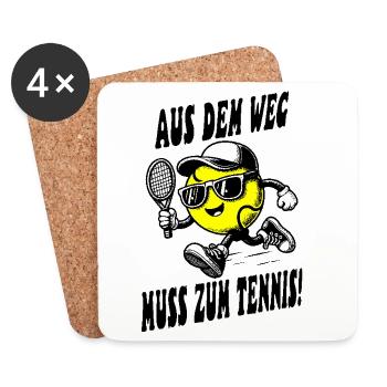 Tennis Kinder Shirt Spruch Cartoon - Untersetzer (4er-Set) - Weiß - Vorne