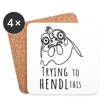 trying to hendl this hühnerliebe dialekt denglisch - Untersetzer (4er-Set) - Weiß - Vorne