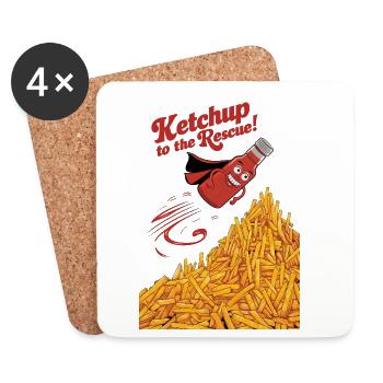 Ketchup to the Rescue - Coasters (set of 4) - white - Front