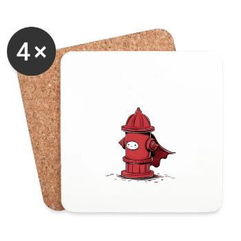 Hydrant Hero en formation - Dessous de verre (lot de 4) - blanc - Devant