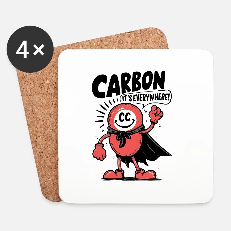 Comic Carbon - It's Everywhere! - Untersetzer (4er-Set) - Weiß