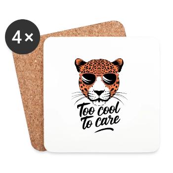 Leopard - Too Cool to Care - Untersetzer (4er-Set) - Weiß - Vorne