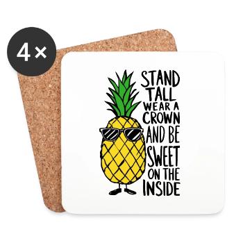 Cool Pineapple with "Stand Tall" - Coasters (set of 4) - white - Front