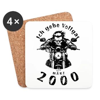 25ème anniversaire Je tourne à plein régime depuis 03/2000 - Dessous de verre (lot de 4) - blanc - Devant