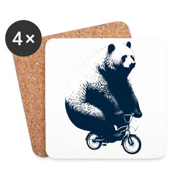 Bear rides a bike - Coasters (set of 4) - white - Front