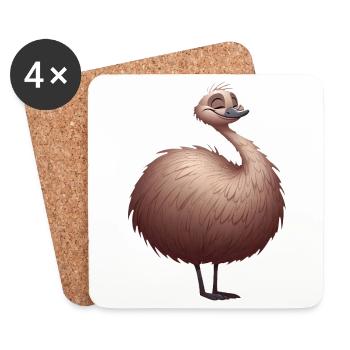 Süßer Emu Vogel im Cartoon-Stil - Untersetzer (4er-Set) - Weiß - Vorne