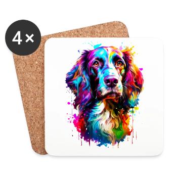 Chien Springer Spaniel peint - Dessous de verre (lot de 4) - blanc - Devant