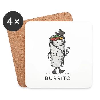 Burrito-Cartoon-Design - Untersetzer (4er-Set) - Weiß - Vorne
