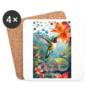 Ich liebe die Natur Kolibris sind einzigartig - Untersetzer (4er-Set) - Weiß - Vorne