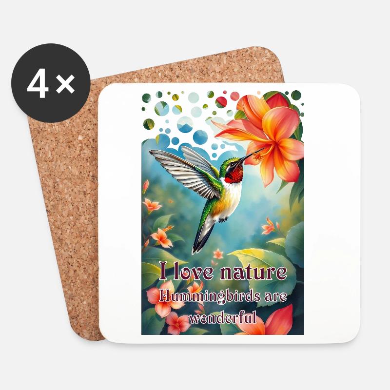 Ich liebe die Natur Kolibris sind einzigartig - Untersetzer (4er-Set) - Weiß