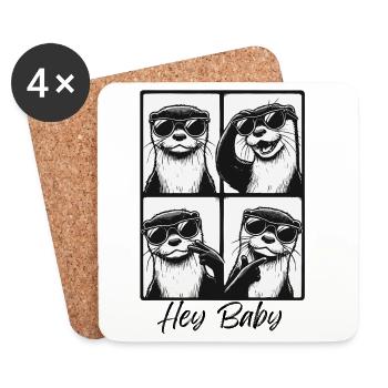 Hey Baby Otter - Untersetzer (4er-Set) - Weiß - Vorne