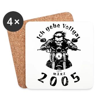 20ème anniversaire, je tourne à plein régime depuis 03/2005 - Dessous de verre (lot de 4) - blanc - Devant
