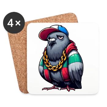 Hiphop Pigeon - Coasters (set of 4) - white - Front