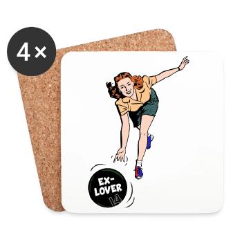 Ex-Lover Bowling – Style BD rétro - Dessous de verre (lot de 4) - blanc - Devant