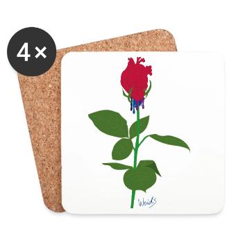 Cœur rose - Dessous de verre (lot de 4) - blanc - Devant