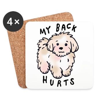 Fluffy Maltese Dog – Cute Cartoon Dog - Coasters (set of 4) - white - Front