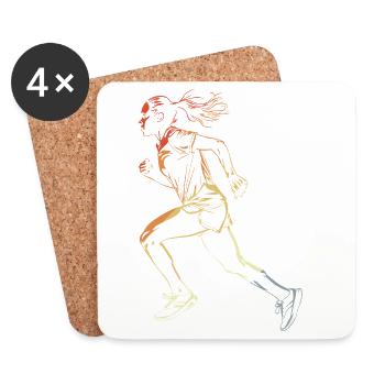 Runner Drawing Retro Style - Coasters (set of 4) - white - Front