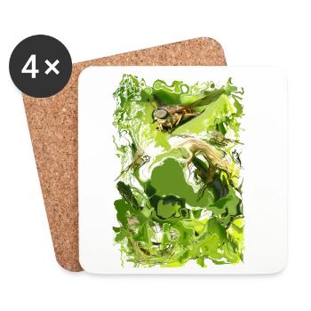 Insecte - Dessous de verre (lot de 4) - blanc - Devant