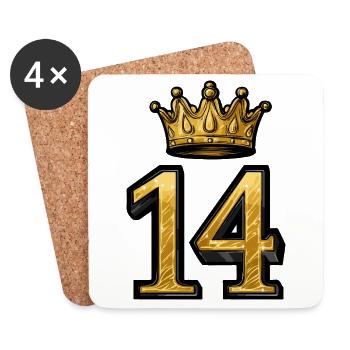 14 Zahl Krone - Untersetzer (4er-Set) - Weiß - Vorne
